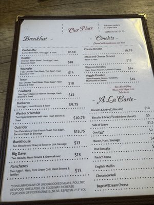 Menu photo 1 Our Place Cody, WY Menu photo 1 Our Place Cody, WY
