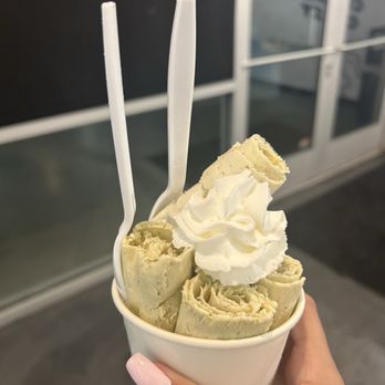 Rolled Ice Cream - Green tea w/ cinnamon toast and cheesecake. Whipped topping - Ice Cream & Frozen Yogurt Near Me - Las Vegas, Nevada Rolled Ice Cream - Green tea w/ cinnamon toast and cheesecake. Whipped topping - Ice Cream & Frozen Yogurt Near Me - Las Vegas, Nevada