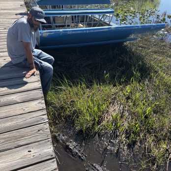 Tigertail Airboat Tours - Captain Bert and his friend "Big Momma", matriarch of the big island - Boat Tours Near Me - Miami, Florida
