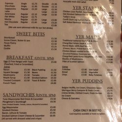 The Potting Shed Café Bistro - The menu