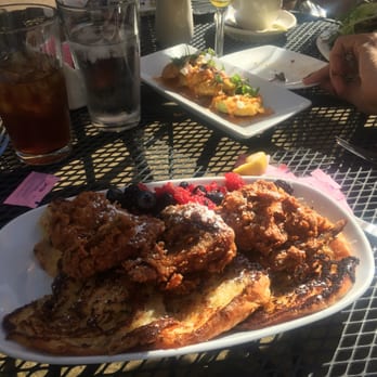 Lucille's - French toast with Wings and fried green tomatoes - New American Near Me - Houston, Texas