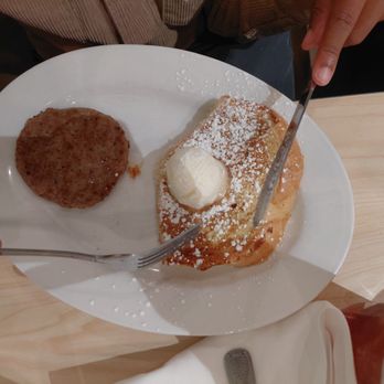 The Toasted Yolk Cafe - Kids French toast, side of turkey sausage - Breakfast & Brunch Near Me - Biloxi, Mississippi