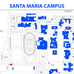 Allan Hancock College Winery - Wine tasting in Bldg O, Rm 211 in the upper left of this map. Free parking on College Drive just to the west of the running track.