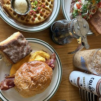 The Laundry Diner - Breakfast sandwich  Waffle and fruity pebbles  Ricotta avocado toast - Breakfast & Brunch Near Me - Savannah, Georgia