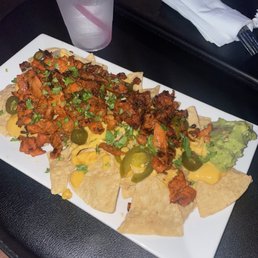 Nachos with extra meat (carne asada and al pastor)