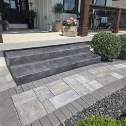 Otero Landscaping - 8' stamped concrete steps, paver sidewalk