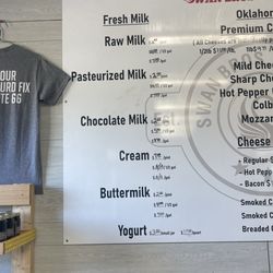 Swan Brothers Dairy - Milk menu