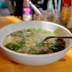 Big Bowl Noodles - 'Create Your Own Noodle Soup.'  Mine was rice noodles, steamed tofu, spinach, mushrooms, and bean sprouts.  Very good.