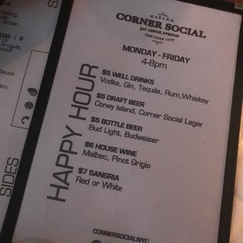 Corner Social - Happy hour drink menu - New American Near Me - New York, New York Corner Social - Happy hour drink menu - New American Near Me - New York, New York