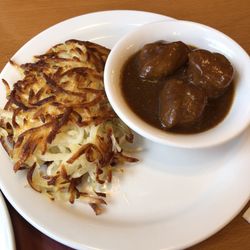 Storheim's - Hash browns and side of meatballs