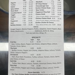 Jean’s Grub Sub Hub - Menu - Cold Subs | Hot Subs | Extras | Specialty
