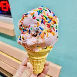 Cotton Candy cone with rainbow sprinkles!
