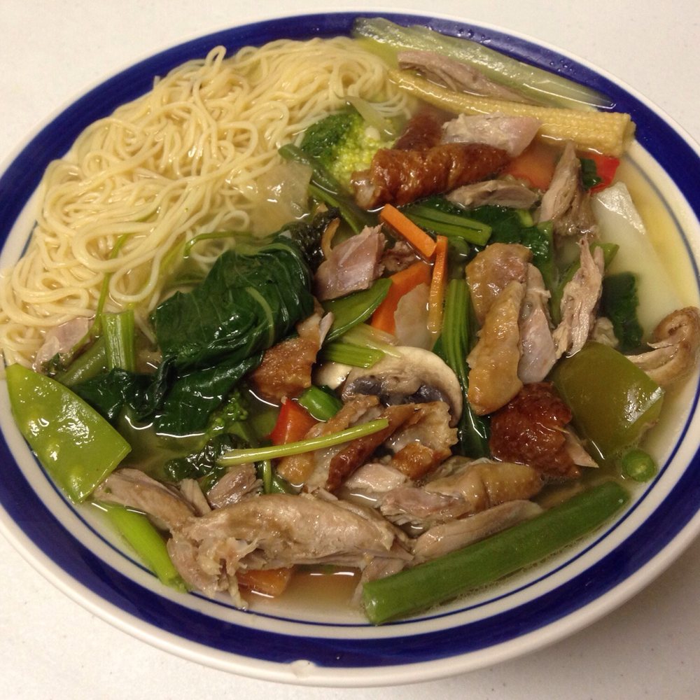 Double Dragon Restaurant - Cantonese Noodle Soup: Duck with Chinese Vegetables and thin egg noodles - Chinese Near Me - Union, New Jersey