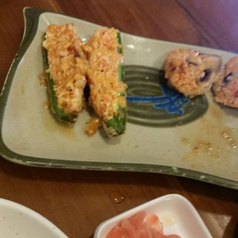 Super Sushi - 2 of the jalapeno bomb and the mushroom appetizers - Japanese Near Me - Redlands, California Super Sushi - 2 of the jalapeno bomb and the mushroom appetizers - Japanese Near Me - Redlands, California