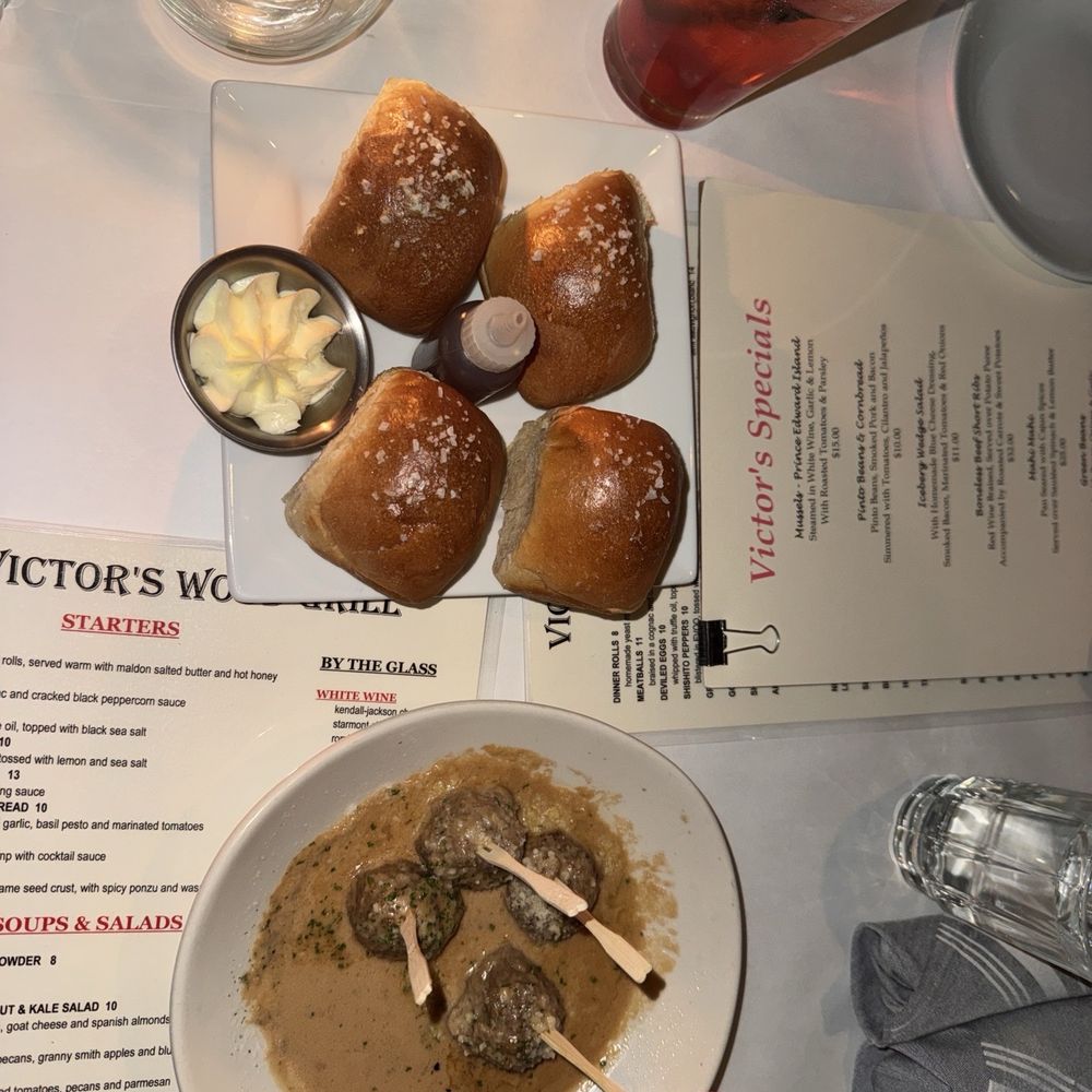 Victor's Wood Grill - Meatballs in butter corn sauce and bread. We saved the sauce for the French fries. - Seafood Near Me - Coppell, Texas Victor's Wood Grill - Meatballs in butter corn sauce and bread. We saved the sauce for the French fries. - Seafood Near Me - Coppell, Texas