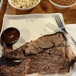 Brisket 3/4 pound with 2 sides Mac and cheese and baked beans Brisket 3/4 pound with 2 sides Mac and cheese and baked beans