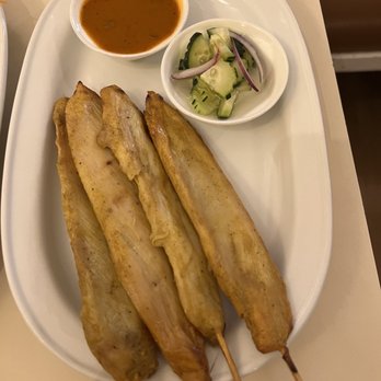 Bangkok Garden - chicken skewers with dipping sauce and salad - Thai Near Me - Ogden, Utah