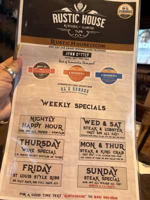 Menu photo 4 Rustic House Summerlin South Las Vegas, NV