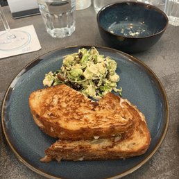 chicken bacon ranch grilled cheese and brussels sprout salad