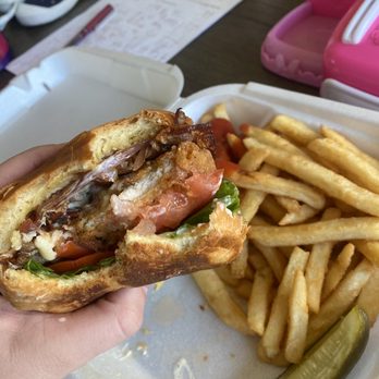 Moo Moo's Burger Barn - Crispy Chicken Ranch Sandwich with grilled onion - Burgers Near Me - Lodi, California