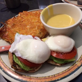 Cajun Kitchen Cafe - California Egg Benedict with sauce to the side and their delicious hash browns. - Cajun/Creole Near Me - Goleta, California Cajun Kitchen Cafe - California Egg Benedict with sauce to the side and their delicious hash browns. - Cajun/Creole Near Me - Goleta, California