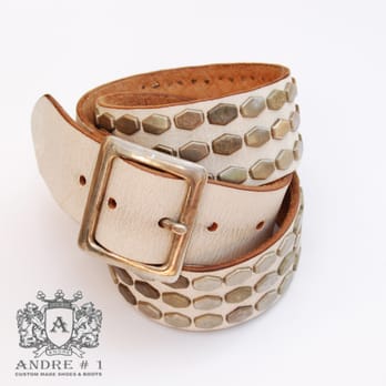 Andre No 1 Custom Shoes - Leather Hex Studded Belt - Shoe Stores Near Me - Burbank, California Andre No 1 Custom Shoes - Leather Hex Studded Belt - Shoe Stores Near Me - Burbank, California