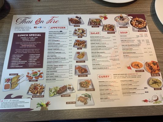 Menu photo 1 Thai On Fire Fountain Valley, CA Menu photo 1 Thai On Fire Fountain Valley, CA