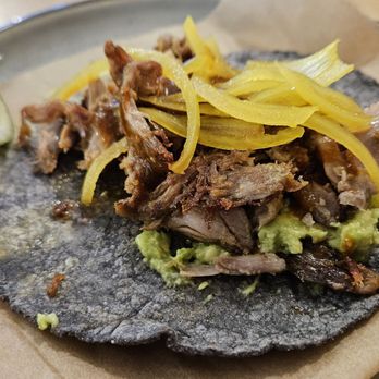 La Vaca Birria - Poorly made duck carnitas blue corn tacos. Best thing was the pickled onions. - Mexican Near Me - San Francisco, California