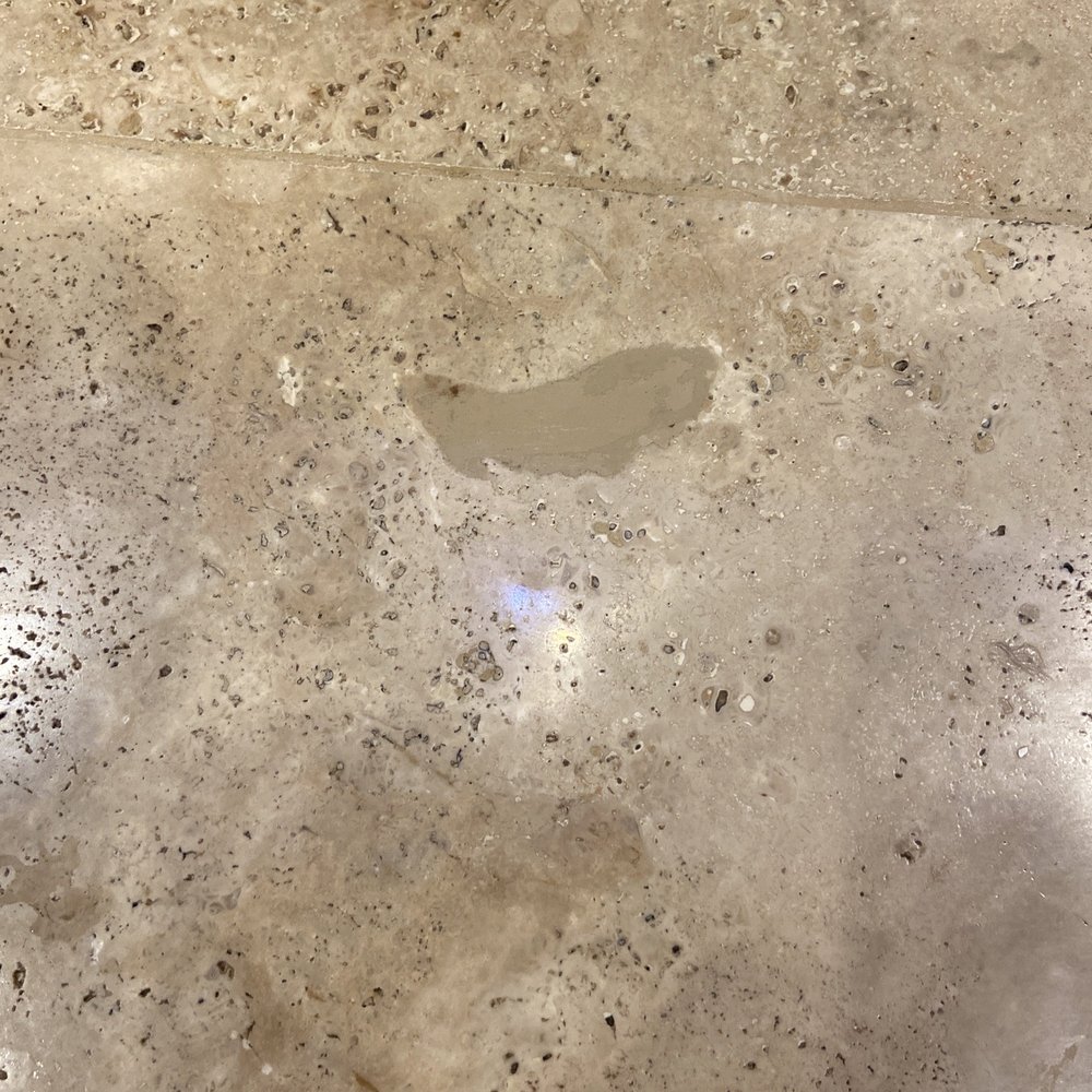 Allgood Stone Care - Floor after repaired chip - Damage Restoration Near Me
