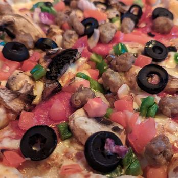 Library Bar & Grill - Combo pizza.... Fresh veggies with pepperoni and Italian sausage! - American Near Me - Norman, Oklahoma Library Bar & Grill - Combo pizza.... Fresh veggies with pepperoni and Italian sausage! - American Near Me - Norman, Oklahoma