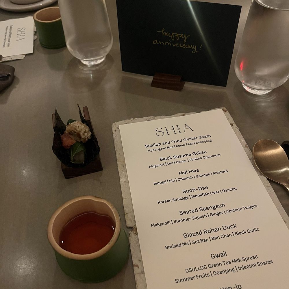 SHIA - Scallop and Fried Oyster Ssam, complimentary non-alcoholic sip, and September 2024 menu - Korean Near Me - Washington, DC, District of Columbia