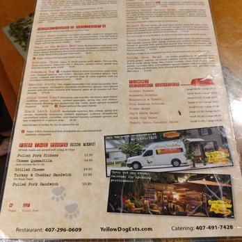 Yellow Dog Eats - Back of the menu at Yellow Dog Eats - Sandwiches Near Me - Windermere, Florida Yellow Dog Eats - Back of the menu at Yellow Dog Eats - Sandwiches Near Me - Windermere, Florida