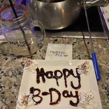 The Melting Pot - Spokane - A simple birthday wish from Melting Pot Chocolate syrup, whipped cream, sprinkles - Fondue Near Me - Spokane, Washington The Melting Pot - Spokane - A simple birthday wish from Melting Pot Chocolate syrup, whipped cream, sprinkles - Fondue Near Me - Spokane, Washington