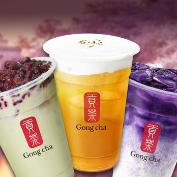 Gong Cha - three drinks with cherry blossom in the background - Bubble Tea Near Me - Bethesda, Maryland Gong Cha - three drinks with cherry blossom in the background - Bubble Tea Near Me - Bethesda, Maryland