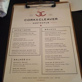 Cork & Cleaver - Brunch menu - Gastropubs Near Me - Montgomery, Alabama Cork & Cleaver - Brunch menu - Gastropubs Near Me - Montgomery, Alabama