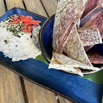 Tikis Grill & Bar - Smoked Blue Marlin Dip, Taro and Sweet Potato chips - Seafood Near Me - Honolulu, Hawaii Tikis Grill & Bar - Smoked Blue Marlin Dip, Taro and Sweet Potato chips - Seafood Near Me - Honolulu, Hawaii