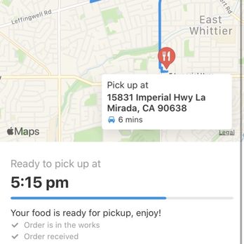 Tom's Tailgate - Said my order was ready for pick up at 5:15 pm. 30 minutes later and it's still not ready and was just told now "10 more minutes" - Mexican Near Me - La Mirada, California
