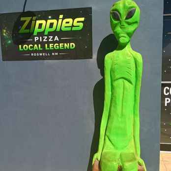 Zippies Pizza - Alien out front welcoming people, as they do in Roswell. - Pizza Near Me - Roswell, New Mexico Zippies Pizza - Alien out front welcoming people, as they do in Roswell. - Pizza Near Me - Roswell, New Mexico