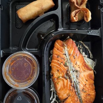 Sapporo Izakaya - Salmon, crab rangoon, spring roll, plum sauce, teriyaki sauce - Sushi Bars Near Me - Spring, Texas Sapporo Izakaya - Salmon, crab rangoon, spring roll, plum sauce, teriyaki sauce - Sushi Bars Near Me - Spring, Texas