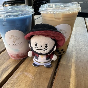 Milk and Honey Premium Tea - Brown sugar milk tea and Red, white and blue drink. Mihawk approved. - Bubble Tea Near Me - Glendora, California Milk and Honey Premium Tea - Brown sugar milk tea and Red, white and blue drink. Mihawk approved. - Bubble Tea Near Me - Glendora, California
