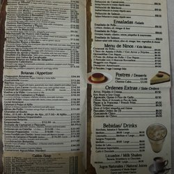 Desayunos, appetizers, caldos, pastas, ensalada, menú de niños, postres, órdenes extras, liquidados, jugos naturales