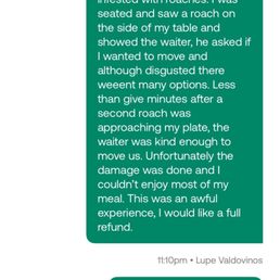 Incident with the roach Incident with the roach