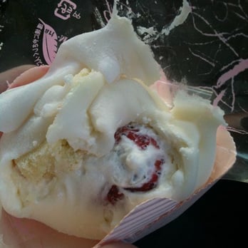 JJ Bakery - Inside strawberry mochi : sponge cake, whip cream and fresh strawberry! - Bakeries Near Me - Torrance, California