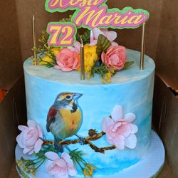 Euphoria Cakes - Cake with flowers, bird and nod to nature as described in review. Prettiest cake I've ever seen!