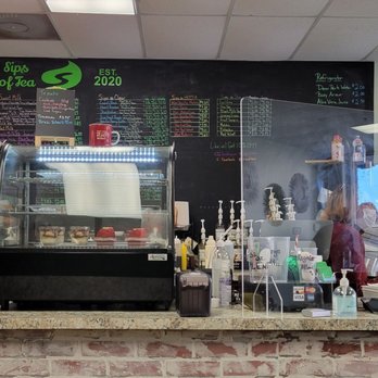 Sips of Tea - Menu with the treat cooler and ordering station. - Bubble Tea Near Me - Kennesaw, Georgia