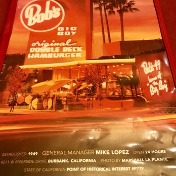 Bob’s Big Boy - Menu cover. 9/21/19 - American Near Me - Burbank, California Bob’s Big Boy - Menu cover. 9/21/19 - American Near Me - Burbank, California