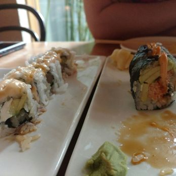 Momiji - Can you spot the fish? Salmon roll on the left. Bad Boy roll on the right. - Japanese Near Me - Seattle, Washington