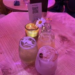 Mateada - Left: fusion Top: kombucha Right bottom: Nitro Horchata Mocktail