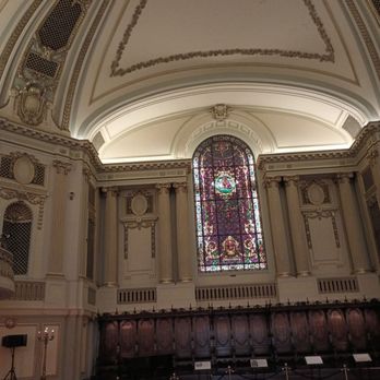 Driehaus Museum - Auditorium stage and stained glass window - Museums Near Me - Chicago, Illinois