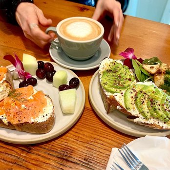 Bellden Cafe - Latte, PNW Toast & (with smoked salmon) Avocado Toast (with ricotta cheese). Choice of salad or fruit. - Coffee & Tea Near Me - Bellevue, Washington Bellden Cafe - Latte, PNW Toast & (with smoked salmon) Avocado Toast (with ricotta cheese). Choice of salad or fruit. - Coffee & Tea Near Me - Bellevue, Washington